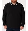 Thumbnail Black long sleeve tipped collar polo worn on model.